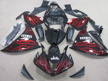 Wholesale 2009-2011 Yamaha YZF R1 Motorcycle Fairings - Glossy Black Red Flame Canada
