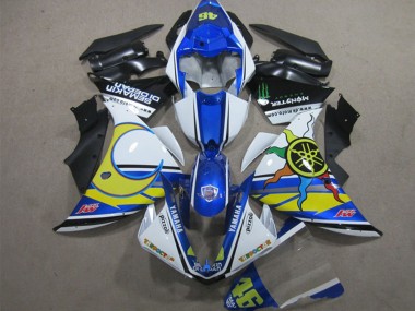 Wholesale 2012-2014 Yamaha YZF R1 Motorcycle Fairings - White Blue Yellow Black Pizzoli Semakin Didepan Monster Canada