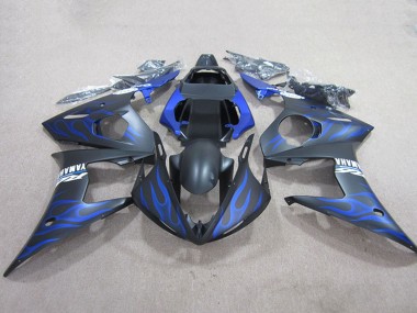 Wholesale 2003-2004 Yamaha YZF R6 Motorcycle Fairings - Matte Black Blue Flame Canada