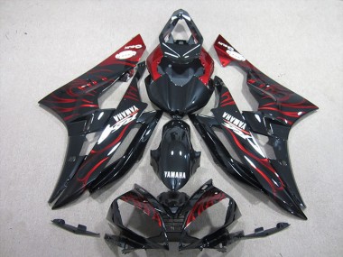 Wholesale 2006-2007 Yamaha YZF R6 Motorcycle Fairings - Glossy Black Red Flame Canada