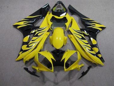 Wholesale 2006-2007 Yamaha YZF R6 Motorcycle Fairings - Yellow Black Flame Canada