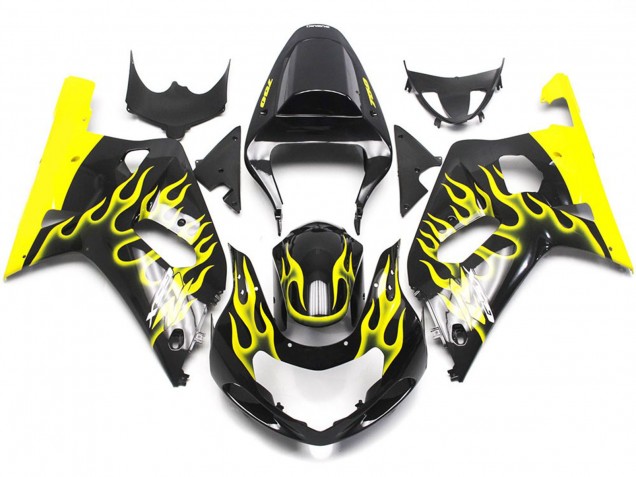 01-03 Vibrant Yellow Flame GSXR 600-750 Fairings