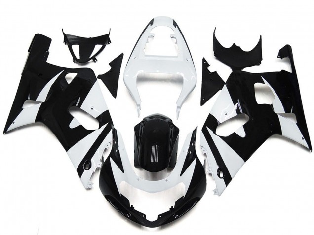 01-03 White and Black Style OEM GSXR 600-750 Fairings
