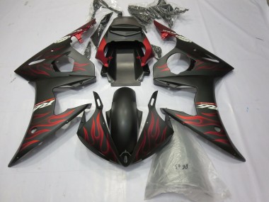 03-04 Matte red Flame R6 Fairings