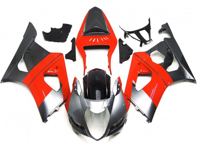 03-04 Plain Red and Silver GSXR 1000 Fairings