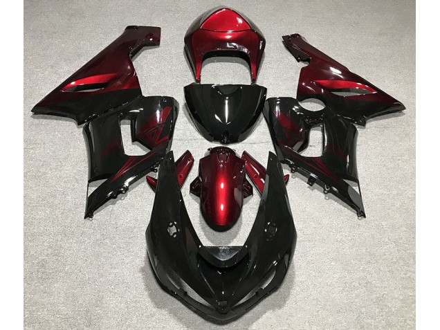 05-06 Gloss Black and Red ZX6R Fairings