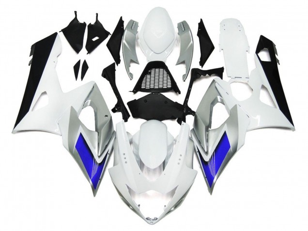 05-06 Gloss White Style with Silver Hints and Blue GSXR 1000 Fairings