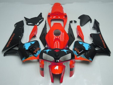 05-06 Light Blue Splatter on Red CBR600RR Fairings