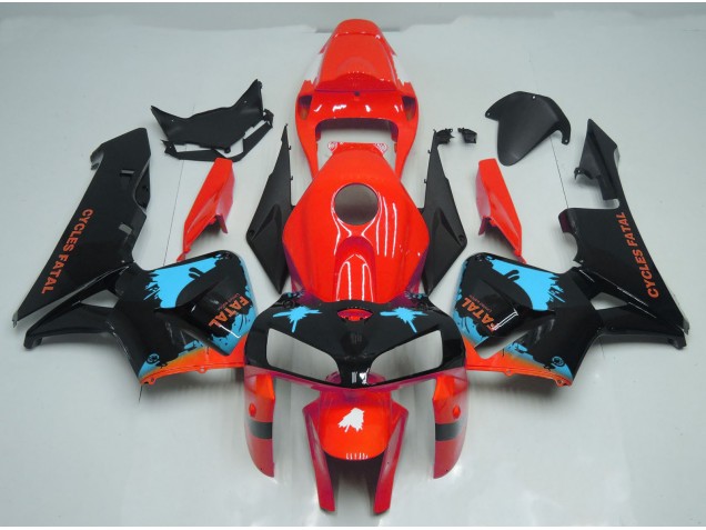 05-06 Light Blue Splatter on Red CBR600RR Fairings
