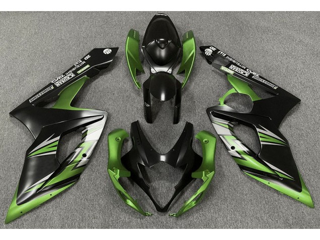 05-06 Matte Black and Green GSXR 1000 Fairings