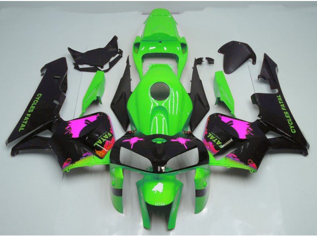 05-06 Pink Splatter on Green CBR600RR Fairings
