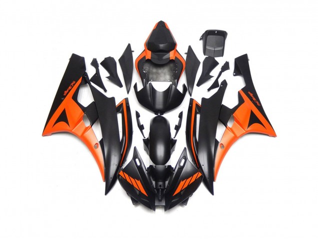 06-07 Custom Matte Black and Orange R6 Fairings