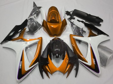06-07 Orange & White Debadged GSXR 600-750 Fairings