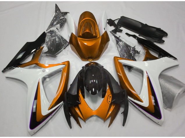 06-07 Orange & White Debadged GSXR 600-750 Fairings