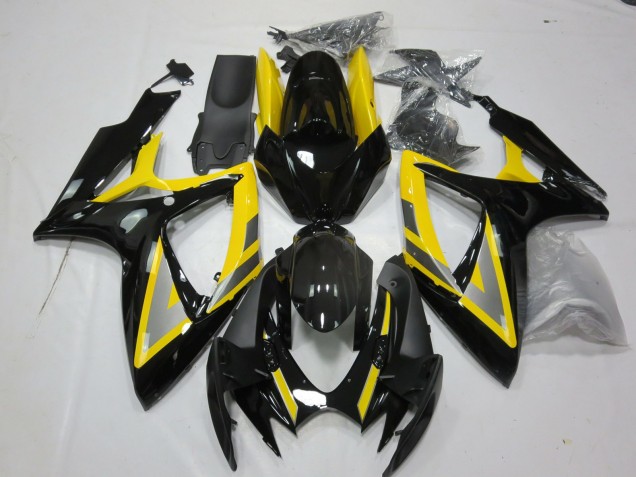 06-07 Silver and Black Yellow GSXR 600-750 Fairings