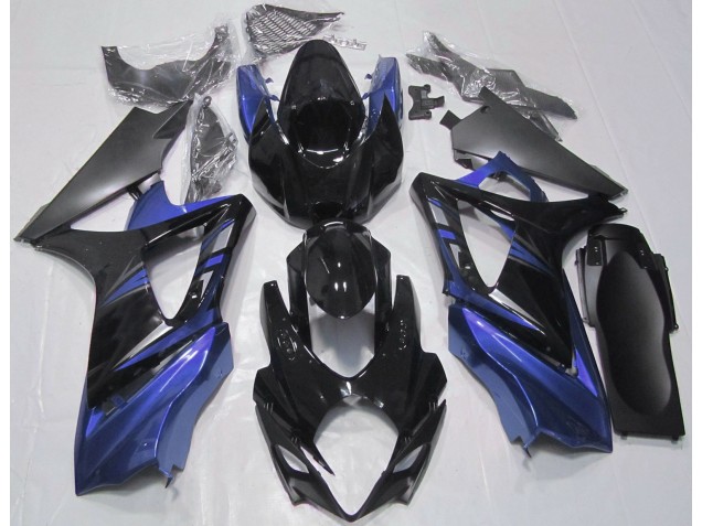 07-08 Gloss Black and Blue GSXR 1000 Fairings