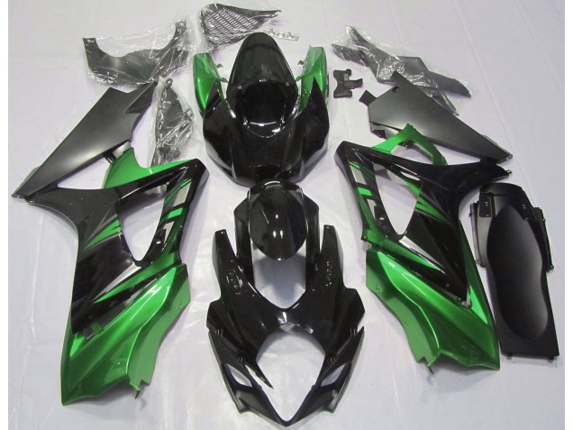07-08 Gloss Black and Green GSXR 1000 Fairings