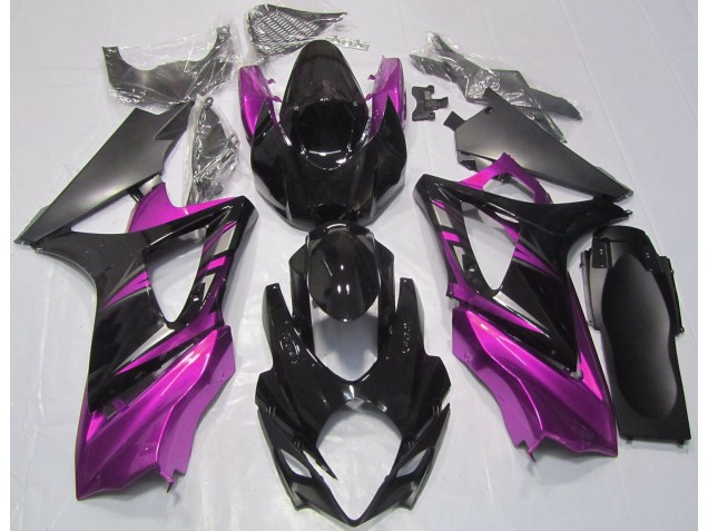 07-08 Gloss Black and Pink GSXR 1000 Fairings