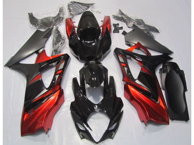 07-08 Gloss Black and Red GSXR 1000 Fairings