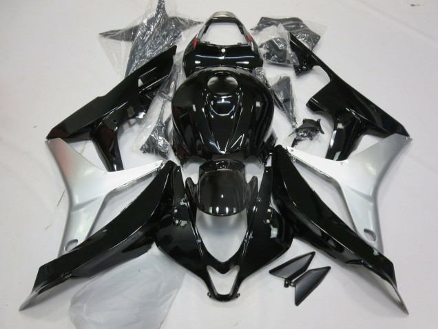 07-08 Gloss Black and Silver CBR600RR Fairings