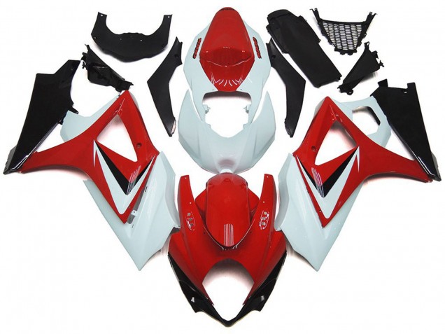 07-08 Gloss Red with White OEM Style GSXR 1000 Fairings