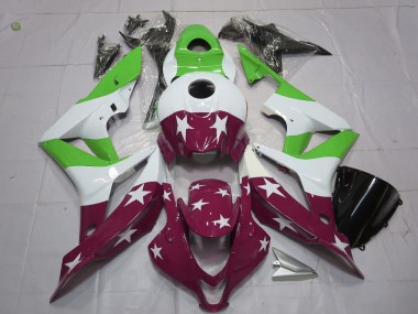 07-08 Green and Maroon Stars and Stripes CBR600RR Fairings