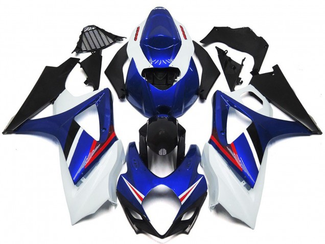 07-08 OEM Style Gloss Blue and White Red GSXR 1000 Fairings