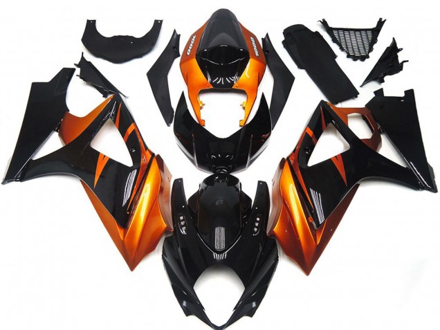 07-08 Orange and Gloss Black Style GSXR 1000 Fairings