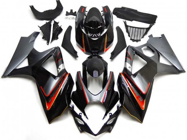 07-08 Silver and Black with Red GSXR 1000 Fairings