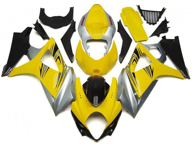 07-08 Yellow and Silver OEM Style GSXR 1000 Fairings