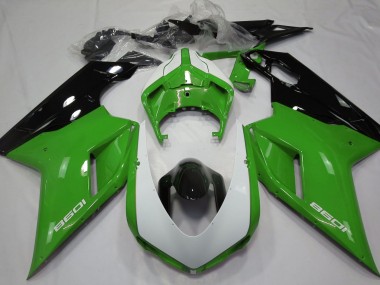 07-14 Gloss Green & White Ducati 848 1098 1198 Fairings