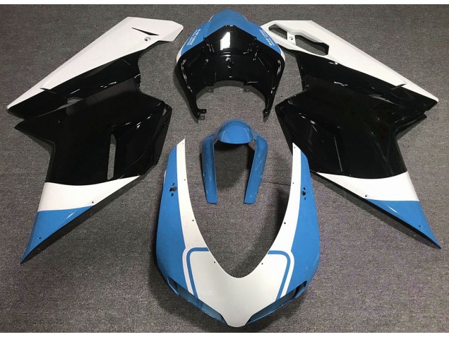 07-14 Gloss Light Blue White and Black Ducati 848 1098 1198 Fairings