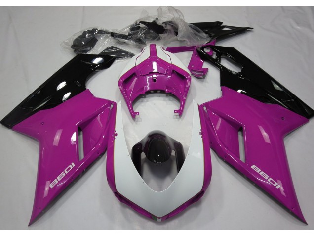 07-14 Gloss Pink & White Ducati 848 1098 1198 Fairings