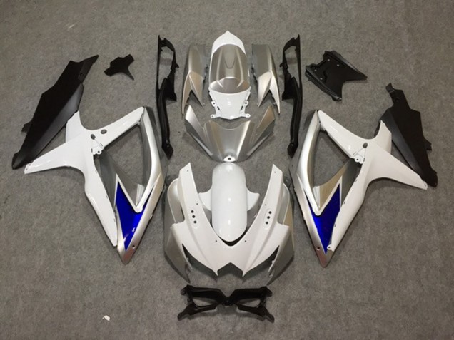 08-10 Silver White Blue GSXR 600-750 Fairings