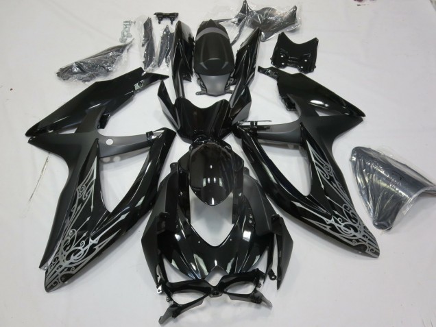 08-10 Silver and Black GSXR 600-750 Fairings