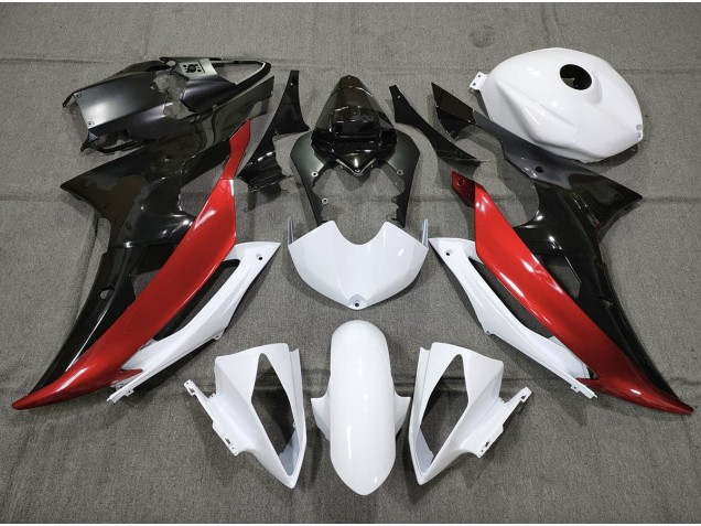 08-16 Custom Red Black and White R6 Fairings