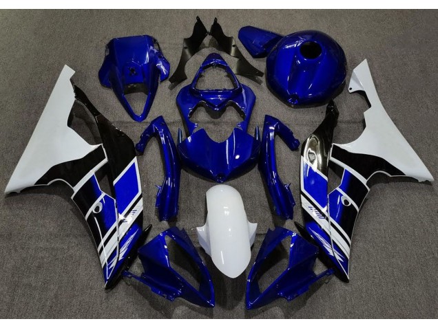 08-16 Dark Blue and White Custom R6 Fairings