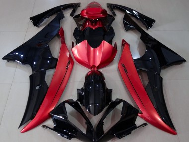 08-16 Gloss Black & Candy Red R6 Fairings