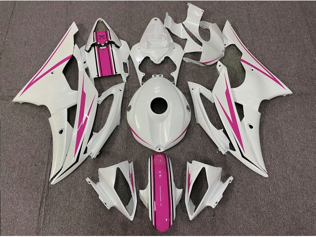 08-16 Gloss White and Pink R6 Fairings