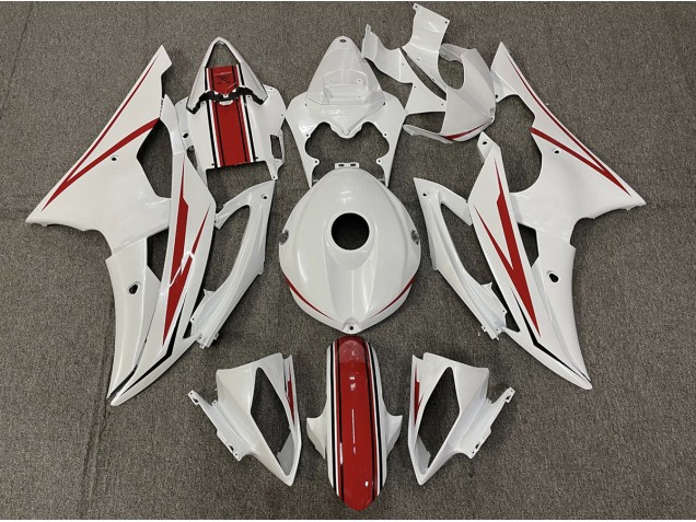 08-16 Gloss White and Red R6 Fairings