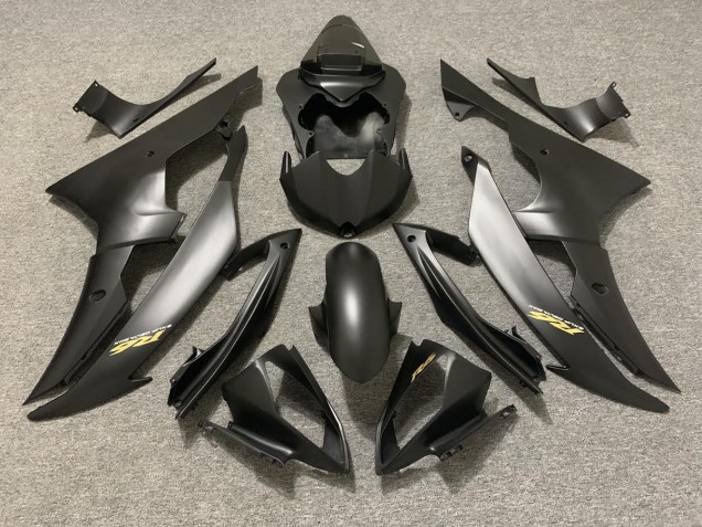 08-16 Matte Black with Gold Logo R6 Fairings