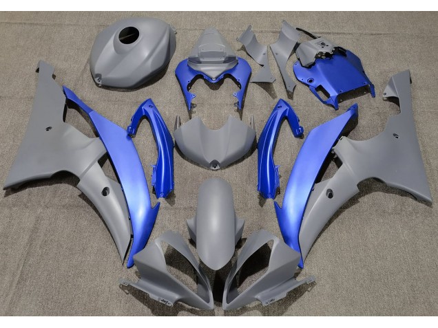 08-16 Matte Grey & Blue R6 Fairings
