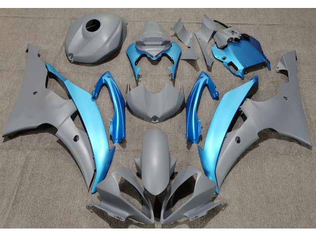 08-16 Matte Grey & Sky Blue R6 Fairings