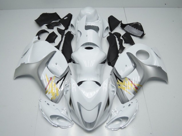08-20 White and Silver GSXR 1300 Hayabusa Fairings