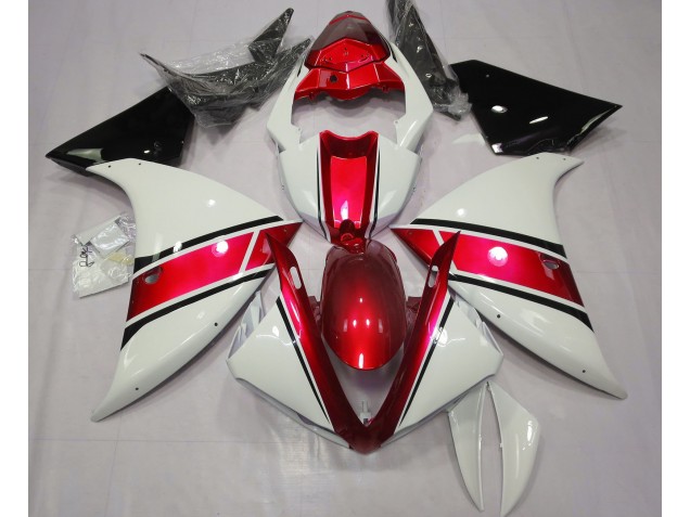 09-11 Gloss White and Metallic Red R1 Fairings