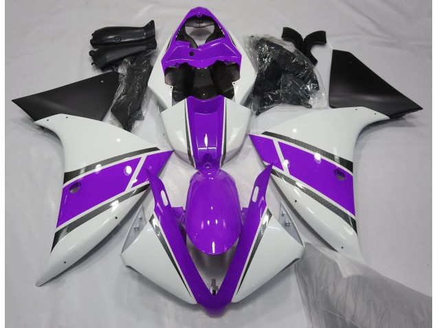 09-11 Gloss White and Purple R1 Fairings