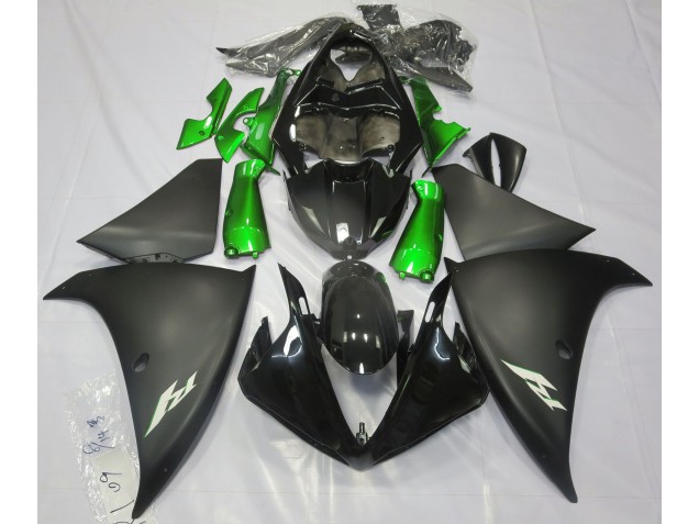 09-11 Matte Black & Green R1 Fairings