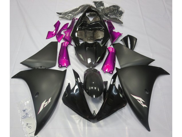09-11 Matte Black & Pink R1 Fairings