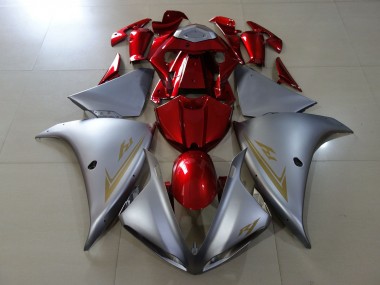 09-11 Matte Silver & Gloss Red R1 Fairings
