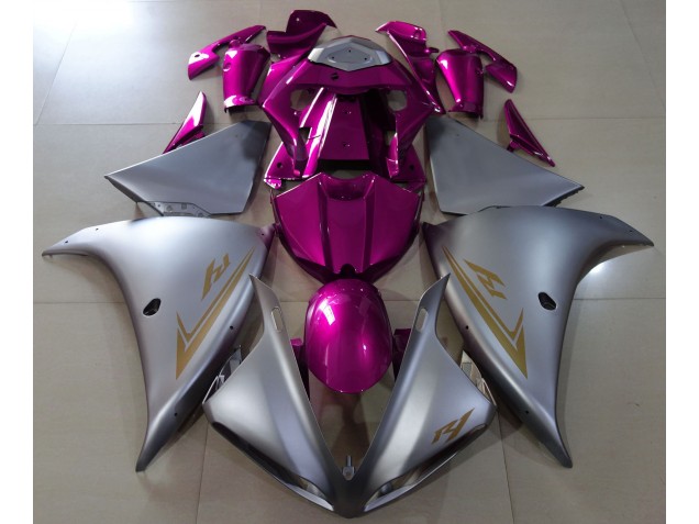 09-11 Matte Silver & Pink R1 Fairings